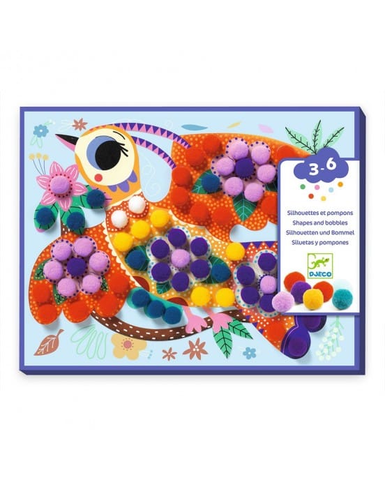 Djeco Κολάζ με πομ πομ “Πουλιά”