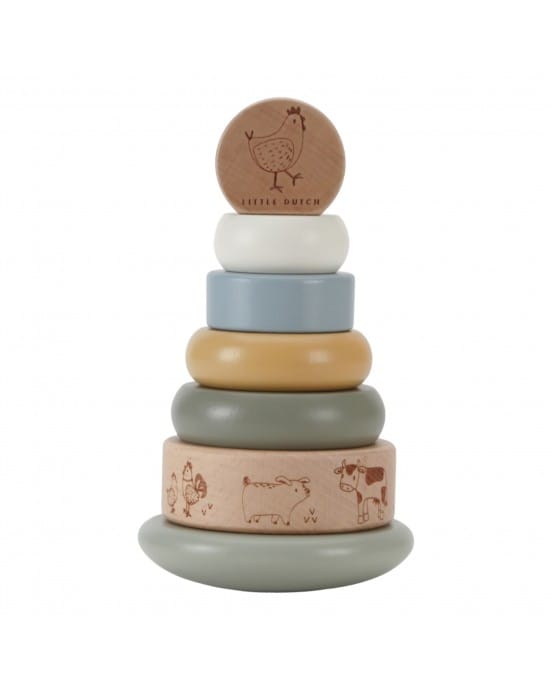 Little Dutch Ξύλινη πυραμίδα ταξινόμησης & ταλάντωσης Little Farm