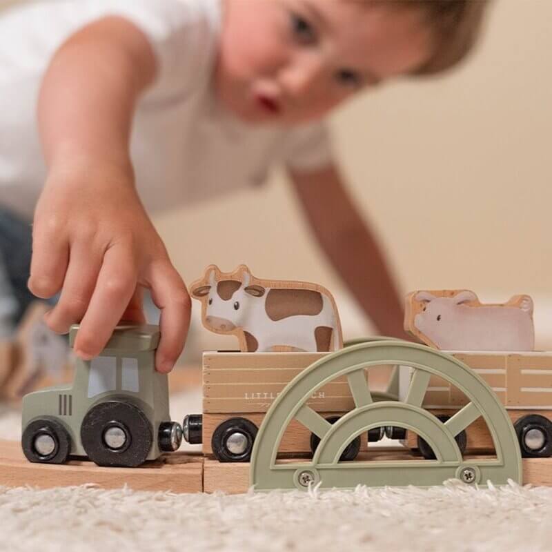 Little Dutch Σετ ξύλινο τρενάκι με ράγες Little Farm FSC 9 Little Dutch Σετ ξύλινο τρενάκι με ράγες Little Farm FSC 9