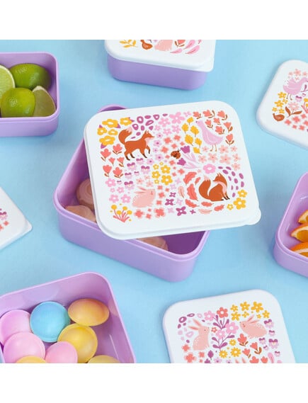 A little lovely company: Σετ 4 δοχεία φαγητού Lunch & Snack Box -Flower garden