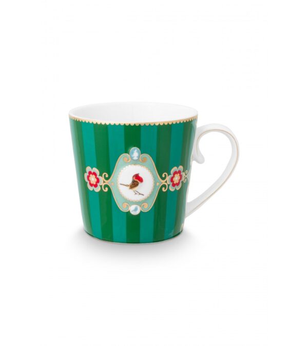 Pip Studio Κούπα Μεγάλη Πορσελάνη Love Birds Medallion Stripes Emerald-Green 250ml