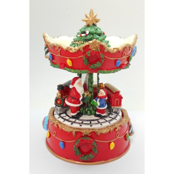 CAROUSEL ΚΟΚΚΙΝΟ ΤΡΕΝΟ  ΜΕ ΑΓΙΟ ΒΑΣΙΛΗ 16cm