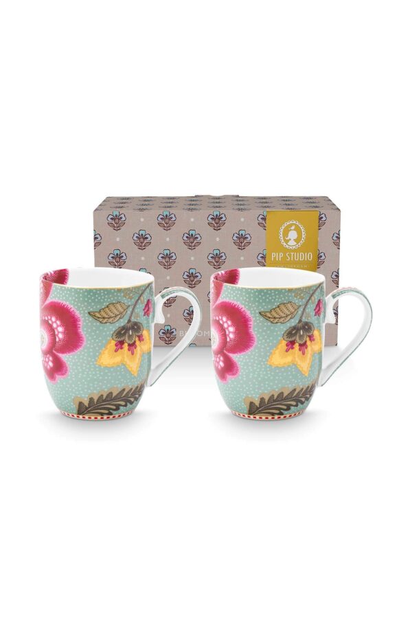 Set/2 Mugs Small Blooming Tales Fantasy Blue 200ml 3
