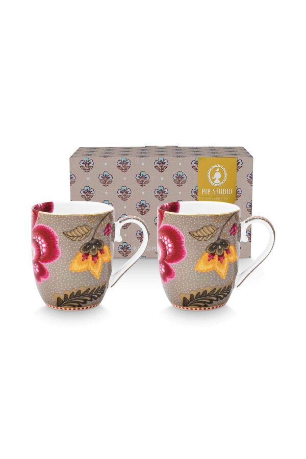 Pip Studio Set/2 Mug Small Blooming Tales Fantasy Khaki