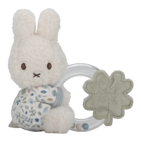LITTLE DUTCH. Υφασμάτινη κουδουνίστρα με κρίκο Miffy – Lucky Leaves GRS