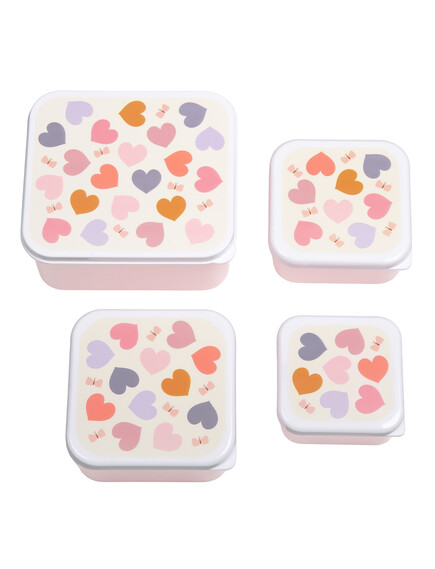 A little lovely company: Σετ 4 δοχεία φαγητού Lunch & Snack Box -Hearts